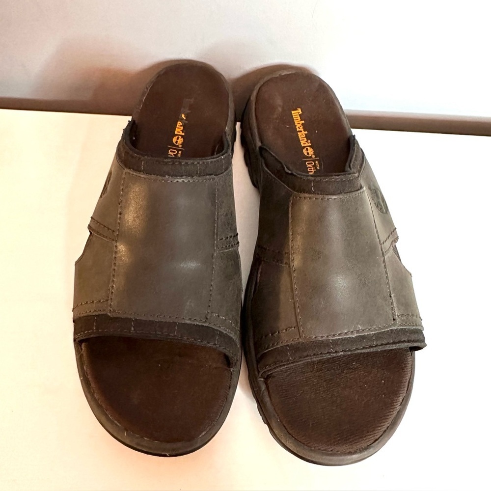 Timberland - Men’s Sandals Slides, Ortholite, Brown Leather, Size 9